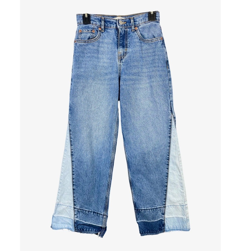Levi Strauss Girls  Color block High Rise Baggy Jeans Light‎ Wash Size 12 Rodeo